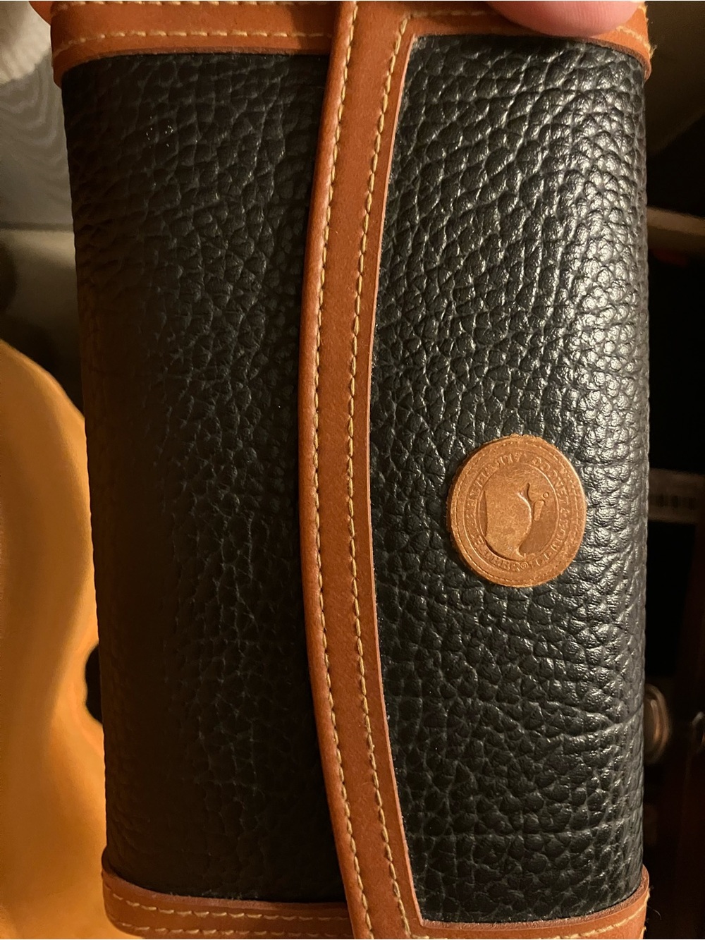 Dooney & Bourke Black Pebbled Leather Wallet with Tan Trim - Picture 12 of 16